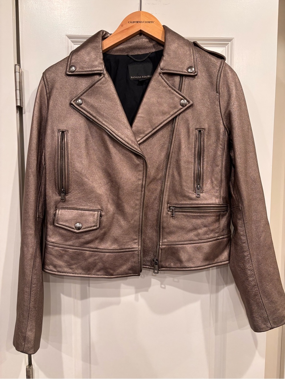 Bronze Metallic Genuine Leather Moto Jacket